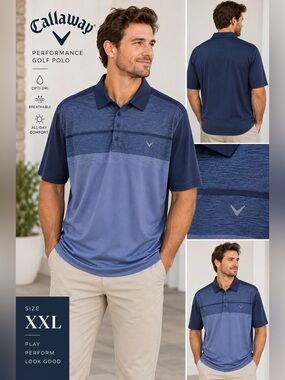 Callaway Men's Blue Gradient Performance Golf Polo